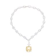 Luxe Glam Gold-Plated Square Yellow Diamond Pendant Necklace