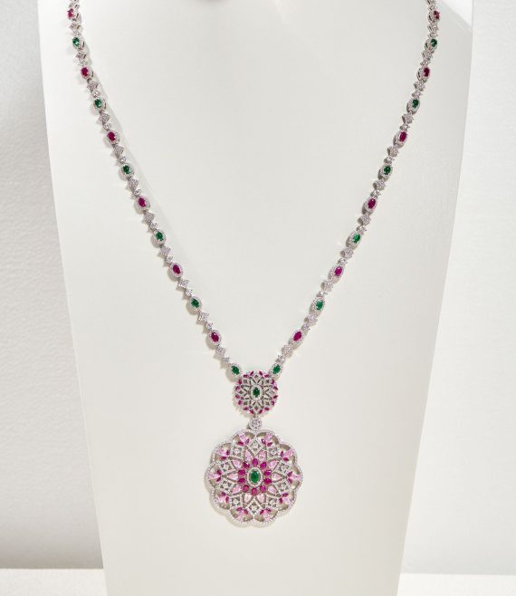 Golden Bloom Hollow Pear-Shaped Floral Pendant Necklace - Image 6