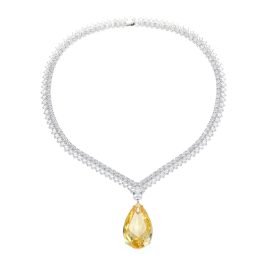 105ct Pear-Cut Yellow Diamond Teardrop Zircon Statement Necklace