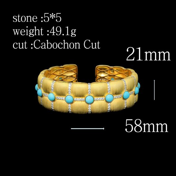 Blue Radiance Gold-Plated Bracelet with High Carbon Diamonds & Turquoise - Image 2