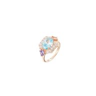 Elegant Simulated Aquamarine Gold-Plated Solitaire Ring