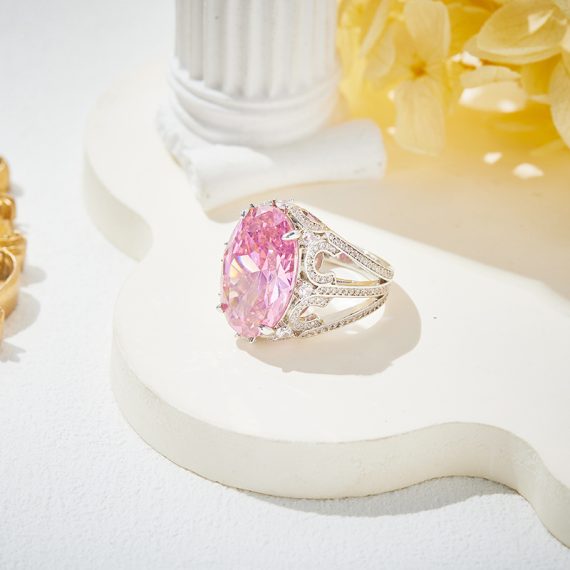Blush Majesty Gold-Plated Pigeon Egg Pink Diamond Ring - Image 6