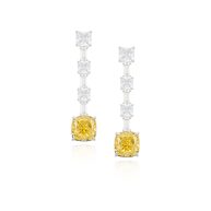 Icy Bloom White Gold-Plated Yellow Radiant Diamond Ice Flower Earrings