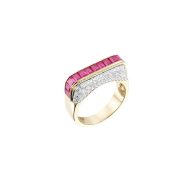 Crimson Radiance Gold-Plated Simulated Ruby Diamond Ring