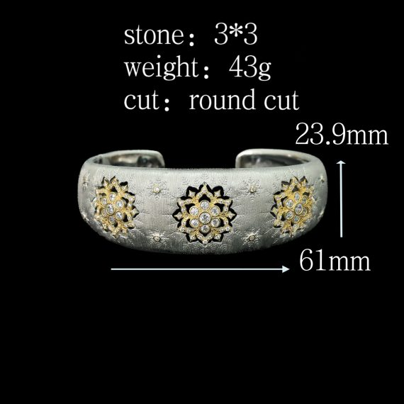 Brushed Gleam High-Carbon Diamond Bujia Bracelet in Gold-Plated Silver - Image 2