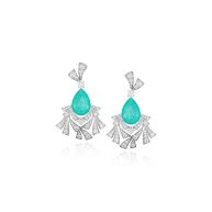 Exotic Elegance Simulated Paraiba Flower-Inspired Gold-Plated Earrings