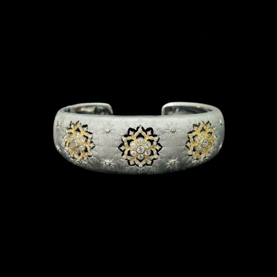 Brushed Gleam High-Carbon Diamond Bujia Bracelet in Gold-Plated Silver - Image 5