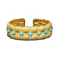 Blue Radiance Gold-Plated Bracelet with High Carbon Diamonds & Turquoise