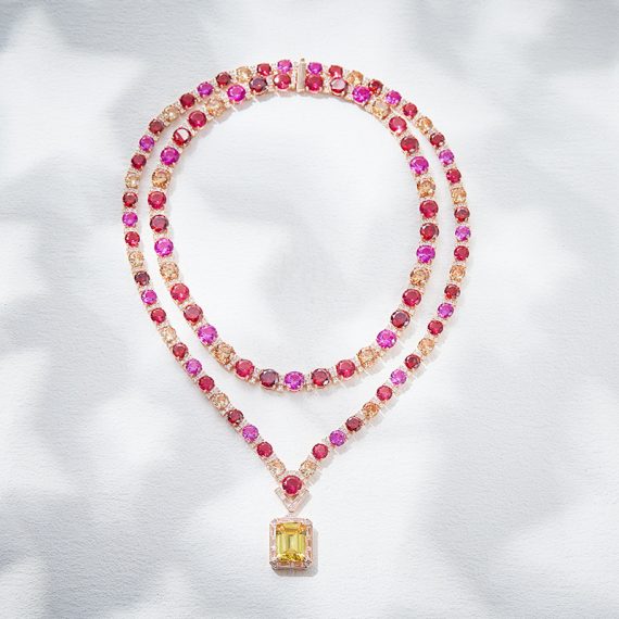 Spectrum Shine Colorful Gold-Plated Multicolor Necklace - Image 2
