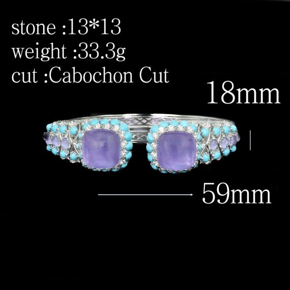 Vibrant Beauty 925 Silver Gold-Plated Blue Turquoise Amethyst Bracelet - Image 2