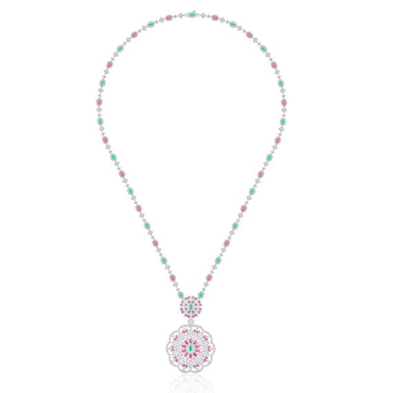 Golden Bloom Hollow Pear-Shaped Floral Pendant Necklace