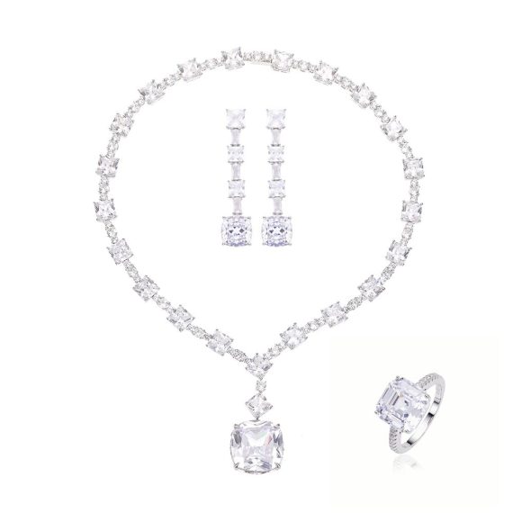 Luxe Glam Gold-Plated Square Yellow Diamond Pendant Necklace - Image 5