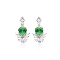 Emerald Sparkle 10-Carat Green Heart Diamond Earrings in Gold-Plated 925 Silver