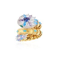 Double-Loop Gold-Plated Elastic Snake Statement Ring