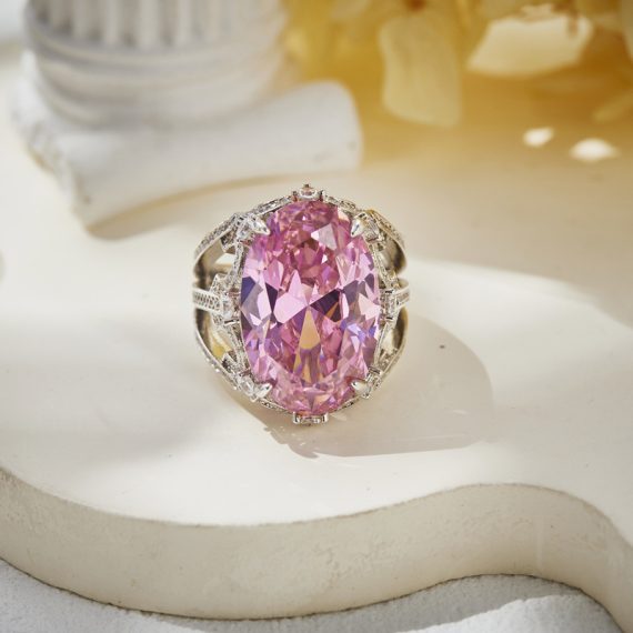 Blush Majesty Gold-Plated Pigeon Egg Pink Diamond Ring - Image 4
