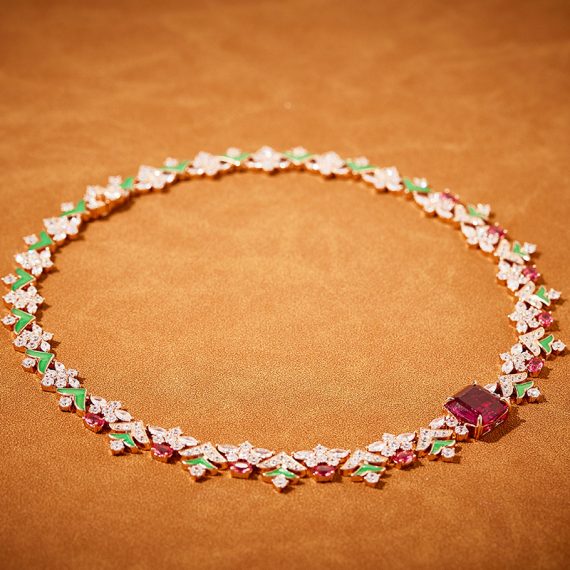 Enchanted Forest Garden-Inspired Gold-Plated Necklace - Image 4