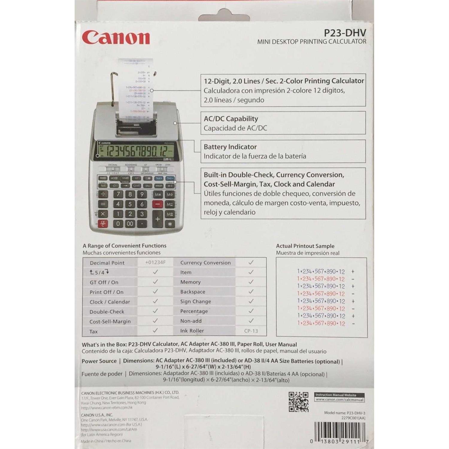 Canon P23 DHV 3 12-Digit Printing Calculator - Image 3