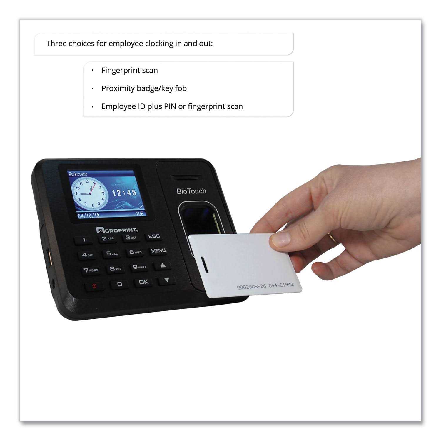 Acroprint BioTouch Time Clock & Badges Bundle - Image 2