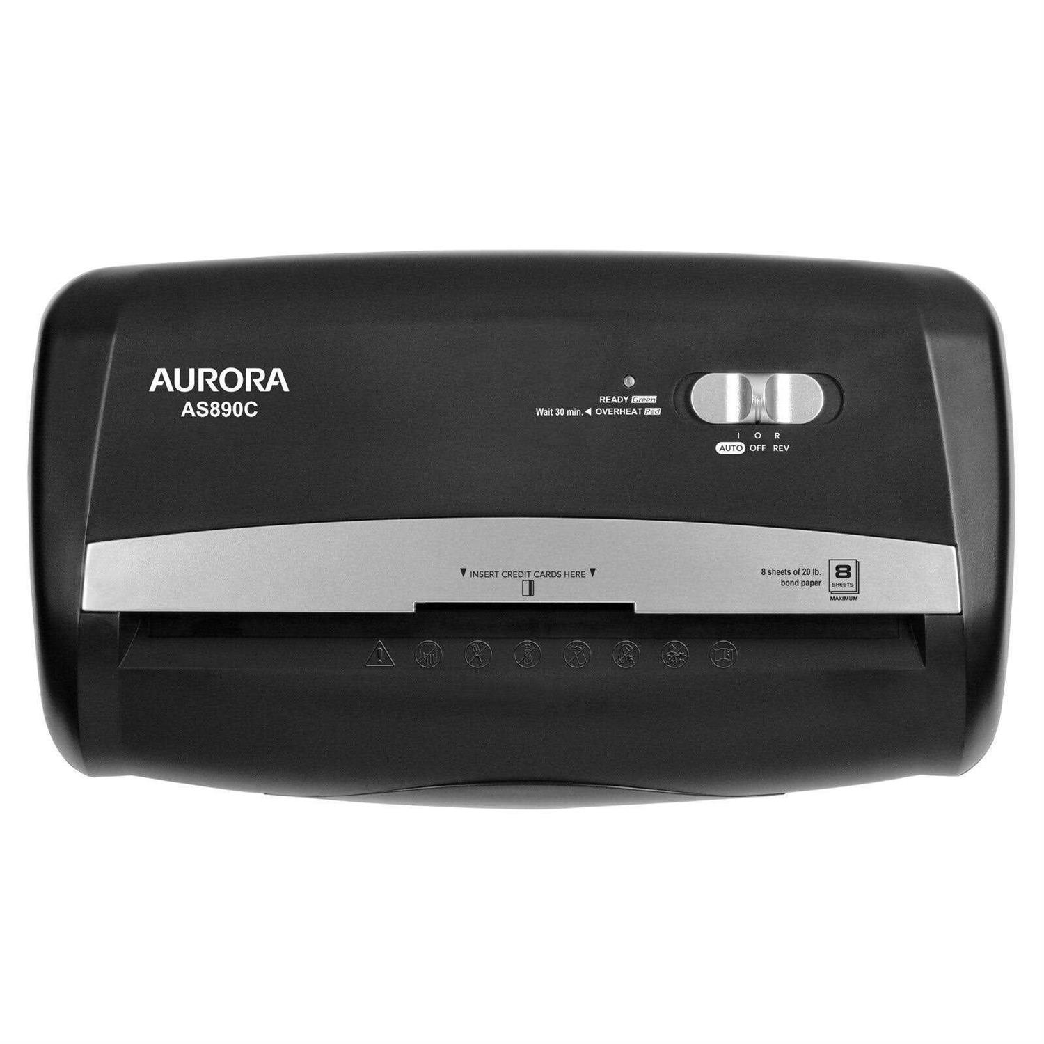 Aurora as890c 8-Sheet Cross-Cut Paper/Credit Card Shredder with Basket - Image 5