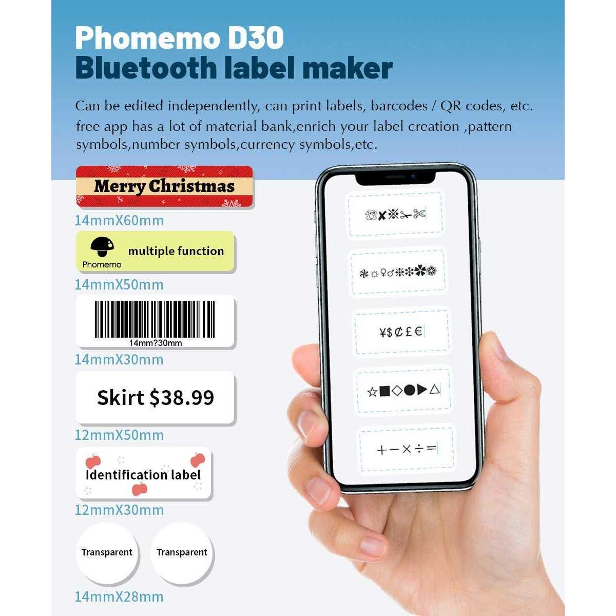 Phomemo D30 Label Maker Bluetooth Label Printer Machine with Tape - Image 3