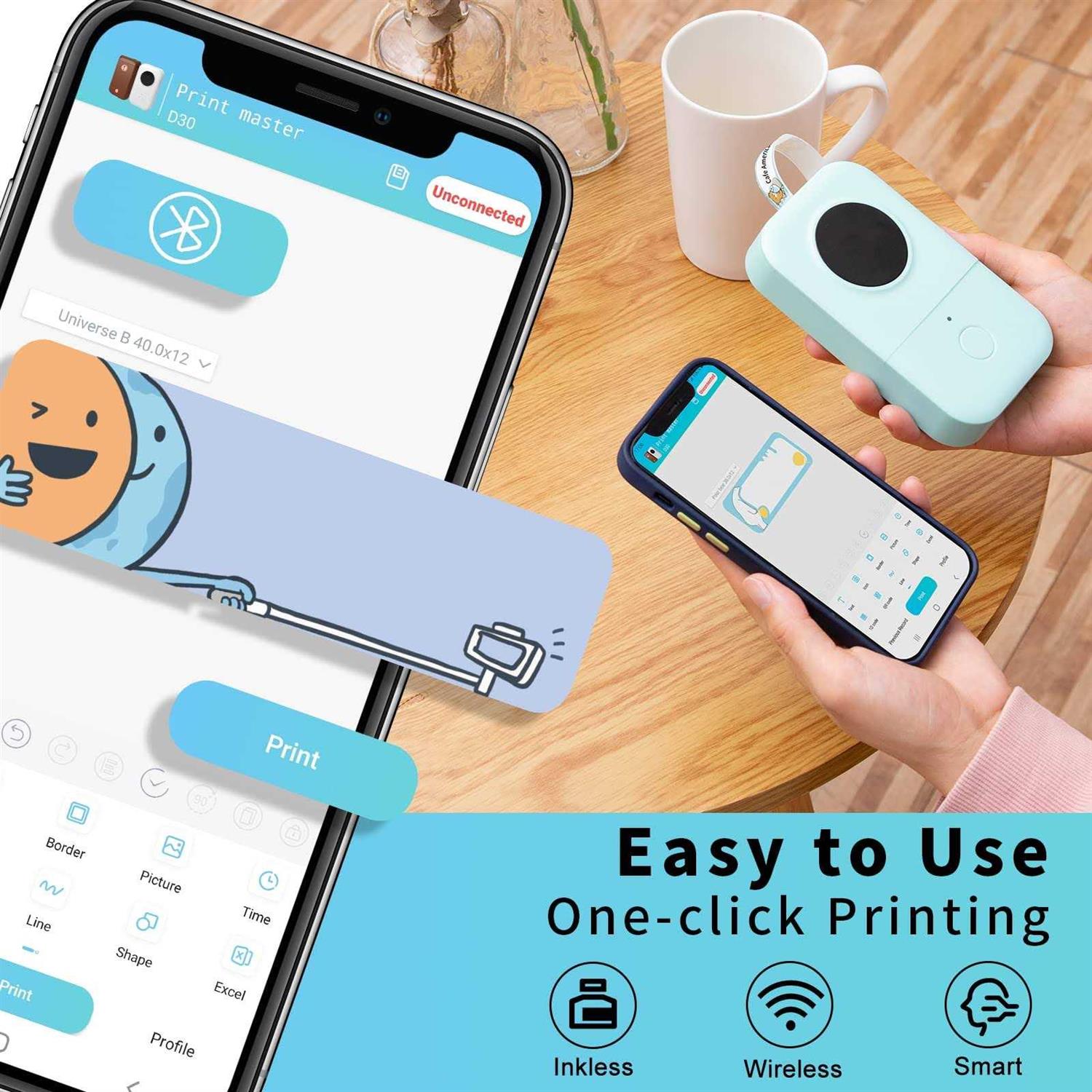 Phomemo D30 Label Maker Bluetooth Label Printer Machine with Tape - Image 2