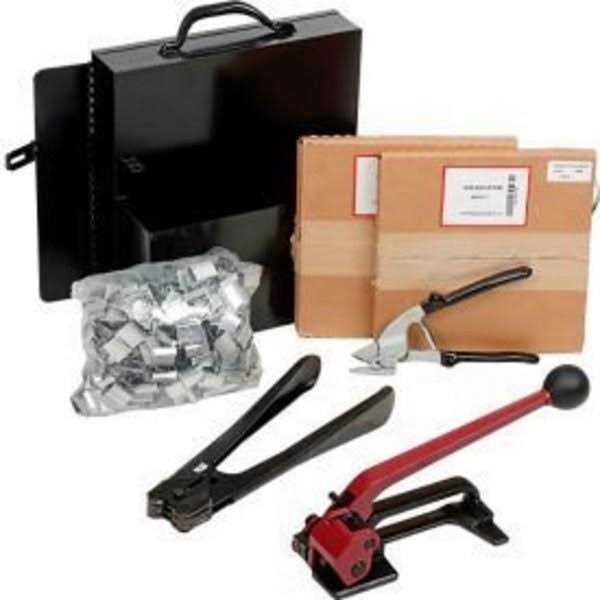 Pac Strapping 0.5 x 200 ft. Steel Strapping Kit with Two Coils Tensioner Sealer Cutter & Case SK48