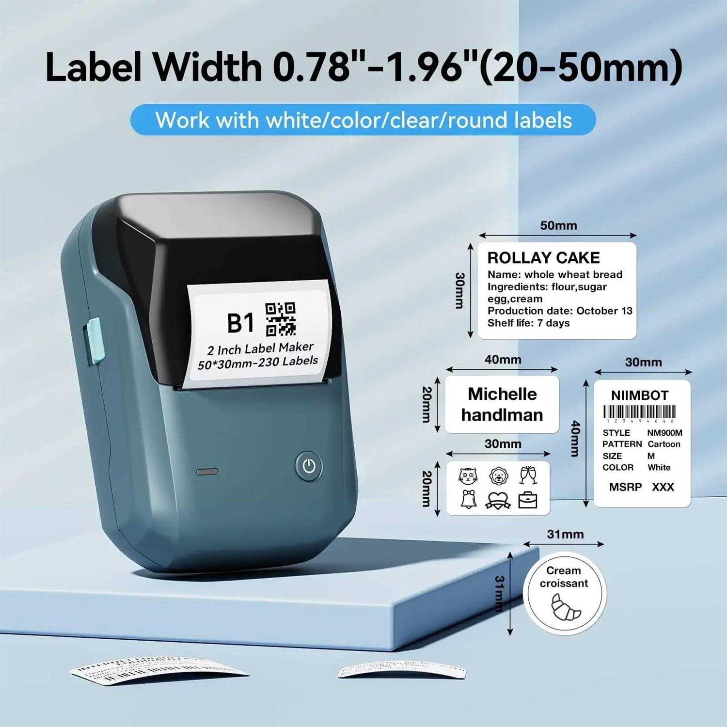 NIIMBOT B1 Label Makers 2 Inch Bluetooth Label Maker with Auto Identification - Image 2
