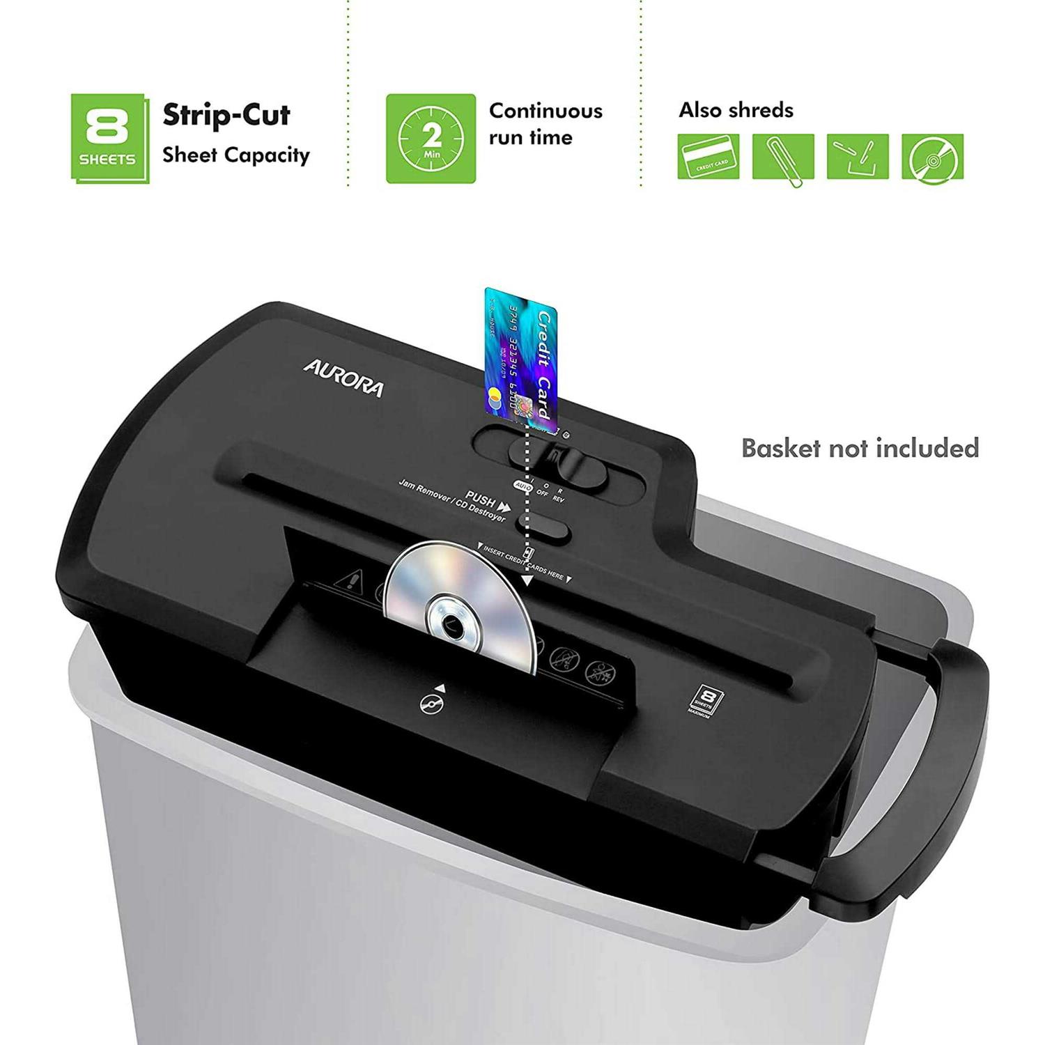 Aurora Professional Strip Cut Paper ShreddercDcredit Card Shredder Without Wastebasket - Image 3