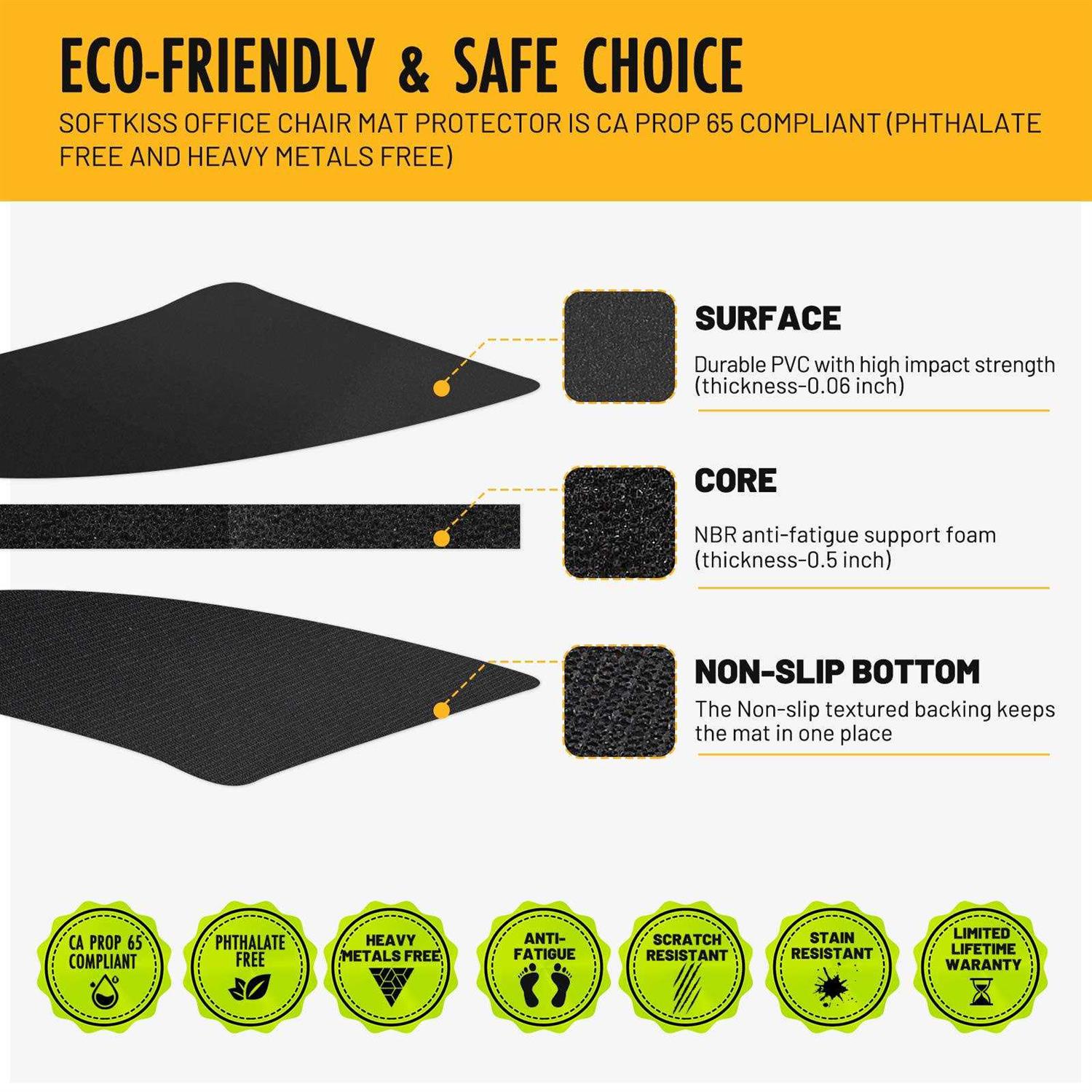 Anti-Fatigue Standing Office Chair Mat for Hardwood Floor with Cushioned Foam Foot Support - Image 4