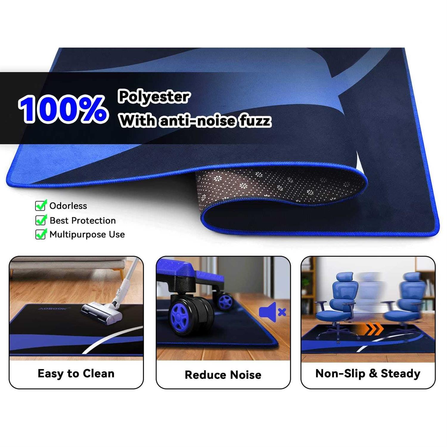 AOBOOK Desk Chair Mat for Hardwood Floor 36×48 Office Gaming Chair Floor Mat for Hardwood/Tile - Image 2
