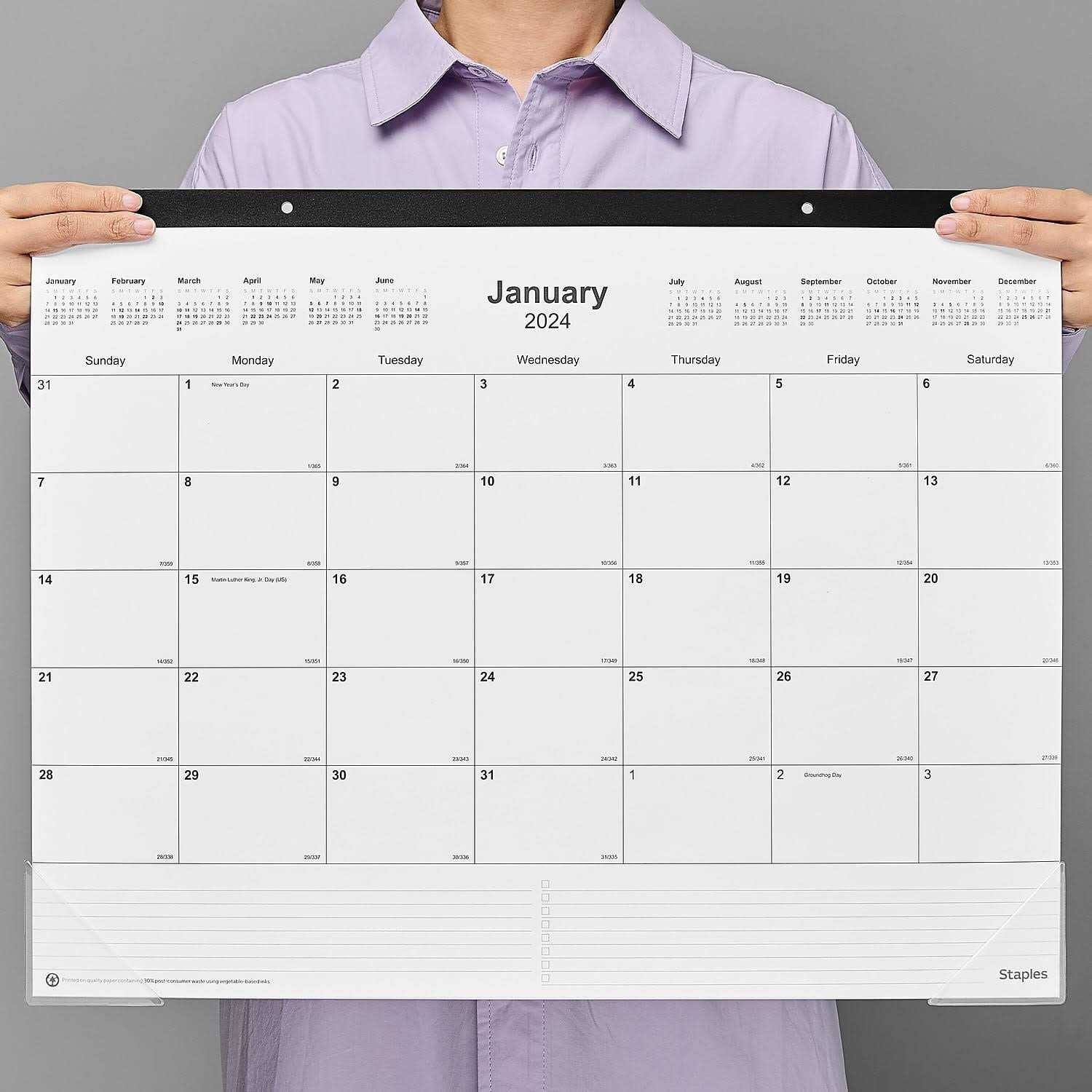 2024 Staples 22 x 17 Desk Pad Calendar ST58448-24 - Image 2
