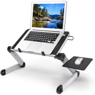 Armyte Laptop Stand Adjustable Height for Desk Portable Lap Table with Cooling Fan & Mouse Pad for 15.6 Inch Notebook Lightweight Foldable Computer Riser