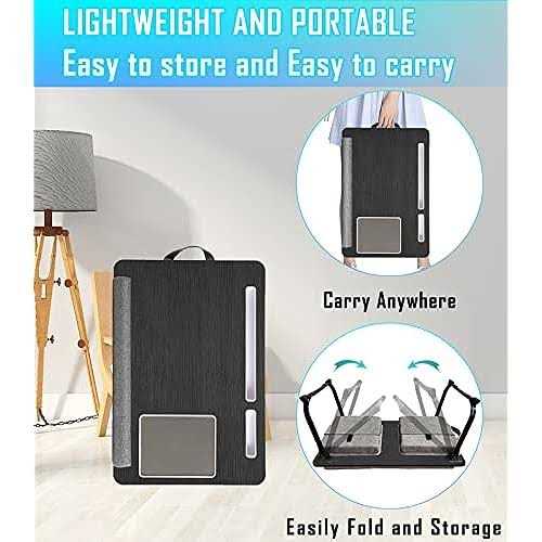 qudodo Lap Laptop Desk-fits Up to 17inch Foldable Laptop Bed Tray Table with Adjustable Dual cushion,wrist Rest & Mouse pad,portable - Image 2