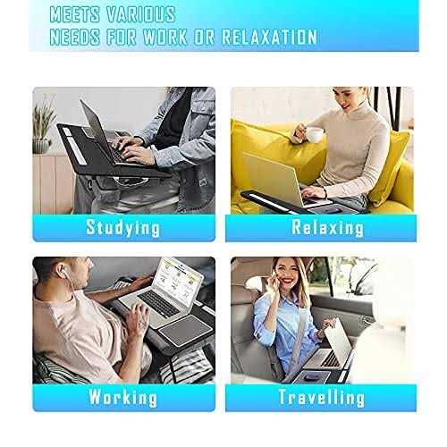 qudodo Lap Laptop Desk-fits Up to 17inch Foldable Laptop Bed Tray Table with Adjustable Dual cushion,wrist Rest & Mouse pad,portable - Image 3