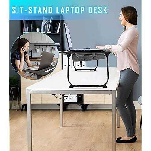 qudodo Lap Laptop Desk-fits Up to 17inch Foldable Laptop Bed Tray Table with Adjustable Dual cushion,wrist Rest & Mouse pad,portable - Image 5