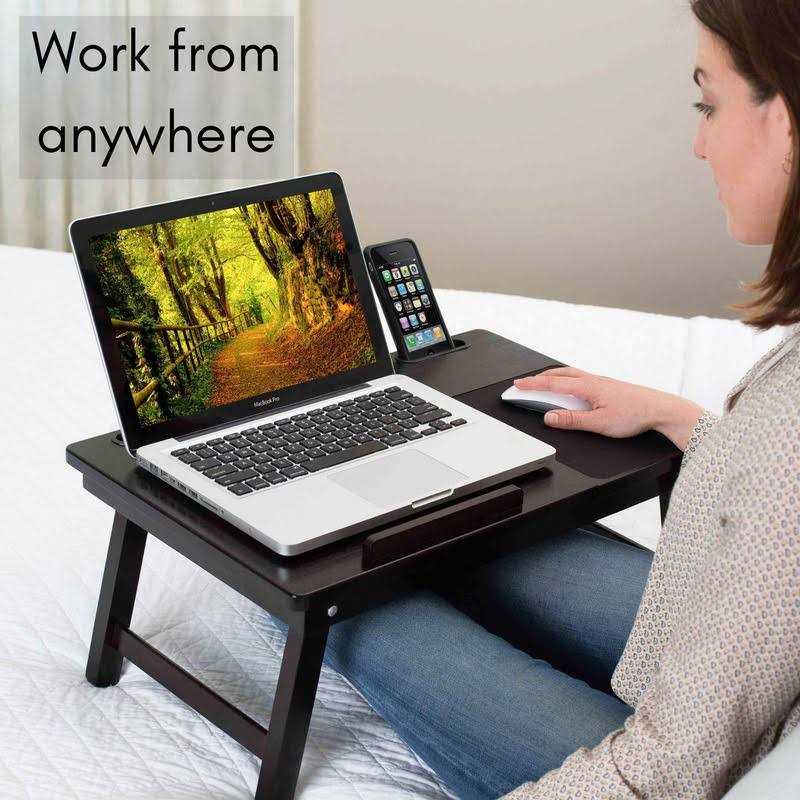 birdrock home bamboo laptop bed lap tray multi-position adjustable tilt surface - Image 4