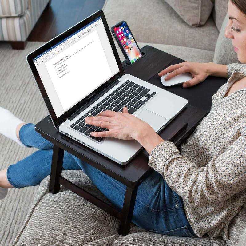 birdrock home bamboo laptop bed lap tray multi-position adjustable tilt surface - Image 5