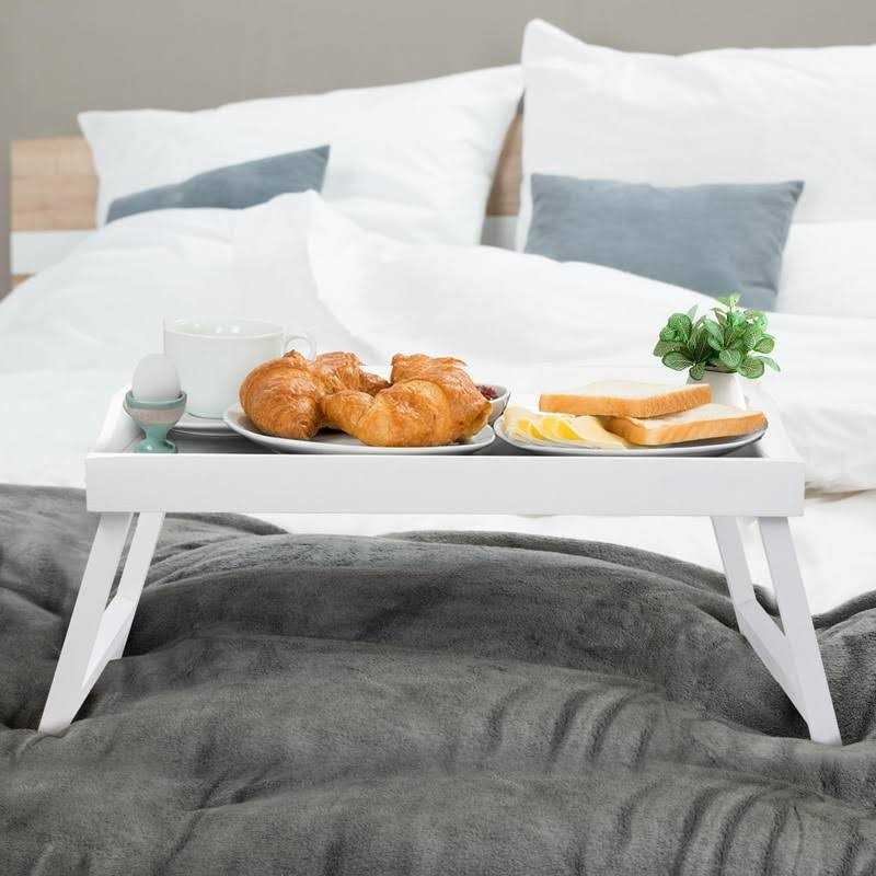 Bed Tray Table with Handles Folding Legs Bamboo Breakfast Tray Tray Tray - Image 4