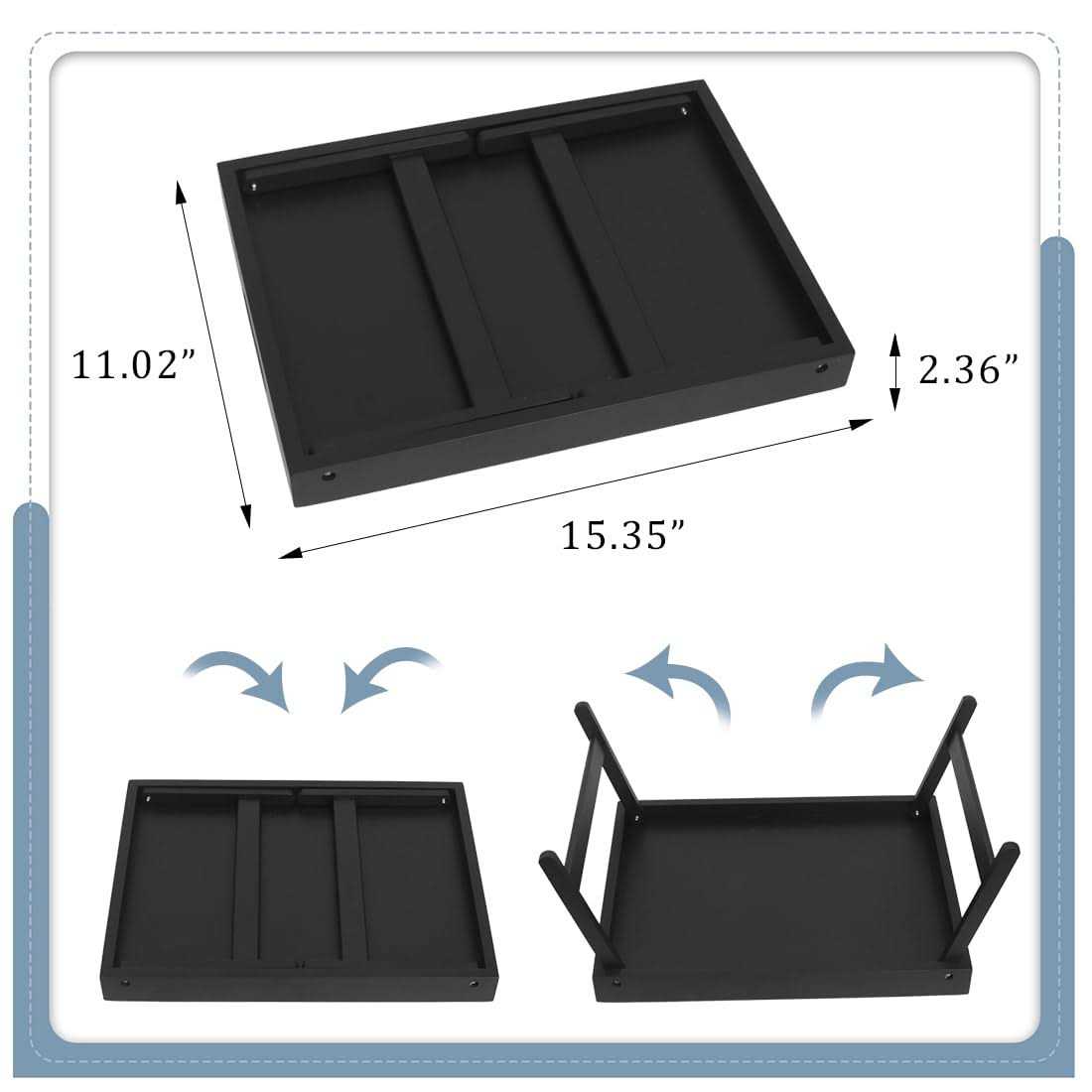 Bed Tray Table with Handles Folding Legs Bamboo Breakfast Tray Tray Tray - Image 4