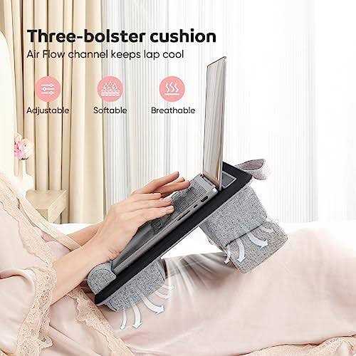 Adjustable Laptop Lap Desk Lap Desk with Cushion Storage Function Anti-Slip Wrist Rest for Home Office Adults Students - Image 3
