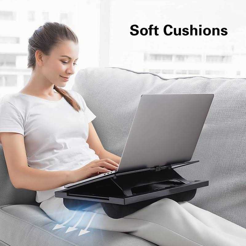 Adjustable Lap Desk with 6 Adjustable Angles Detachable Mouse Pad & Dual Cushions Laptop Stand for Car Laptop Desk - Image 2