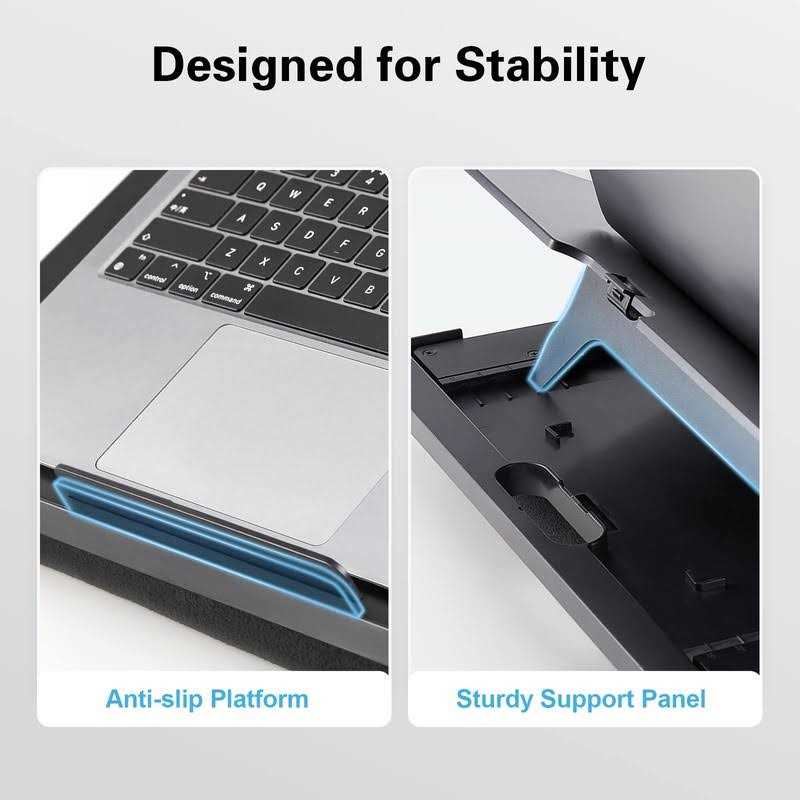 Adjustable Lap Desk with 6 Adjustable Angles Detachable Mouse Pad & Dual Cushions Laptop Stand for Car Laptop Desk - Image 3