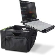 AutoExec Milk Crate Vehicle and Mobile Office Work Station with Apron and Laptop Tray AECRATE-16