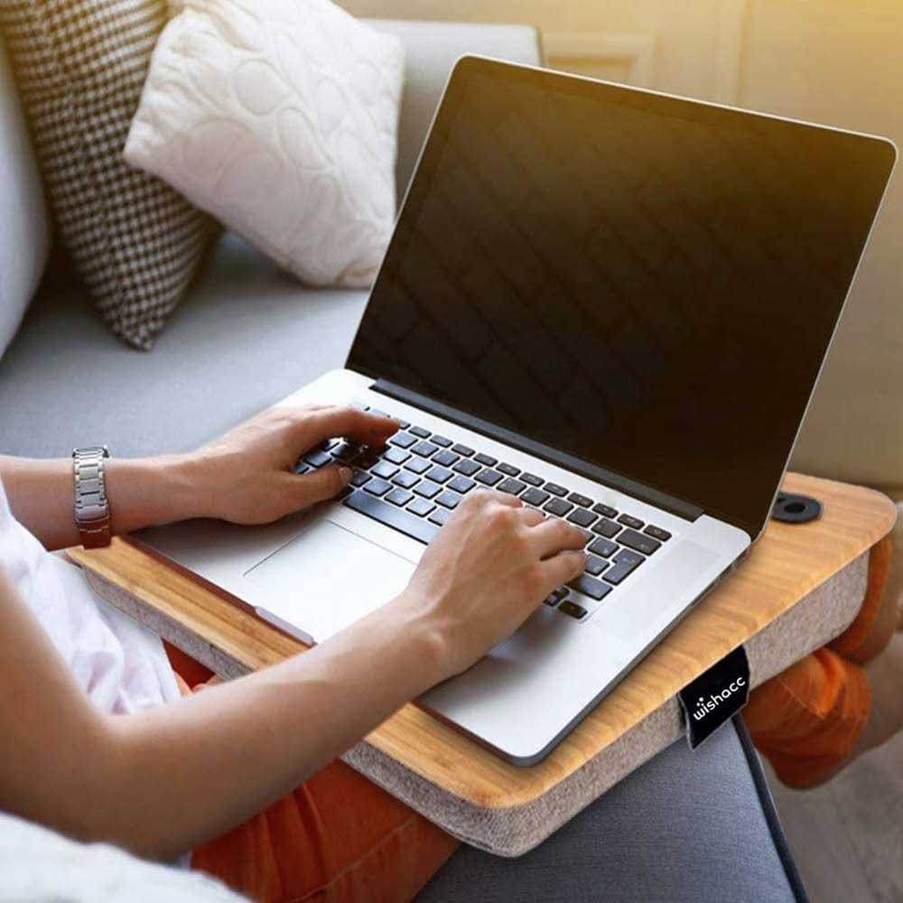 Oversized Lap Desk,wishacc Portable Bamboo Lap Desk Tray for Home Office - Image 3