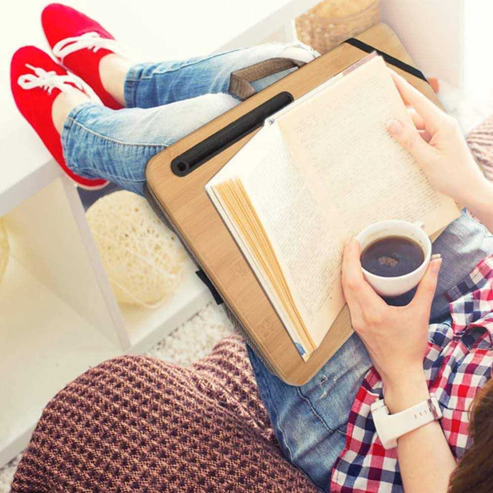 Oversized Lap Desk,wishacc Portable Bamboo Lap Desk Tray for Home Office - Image 4