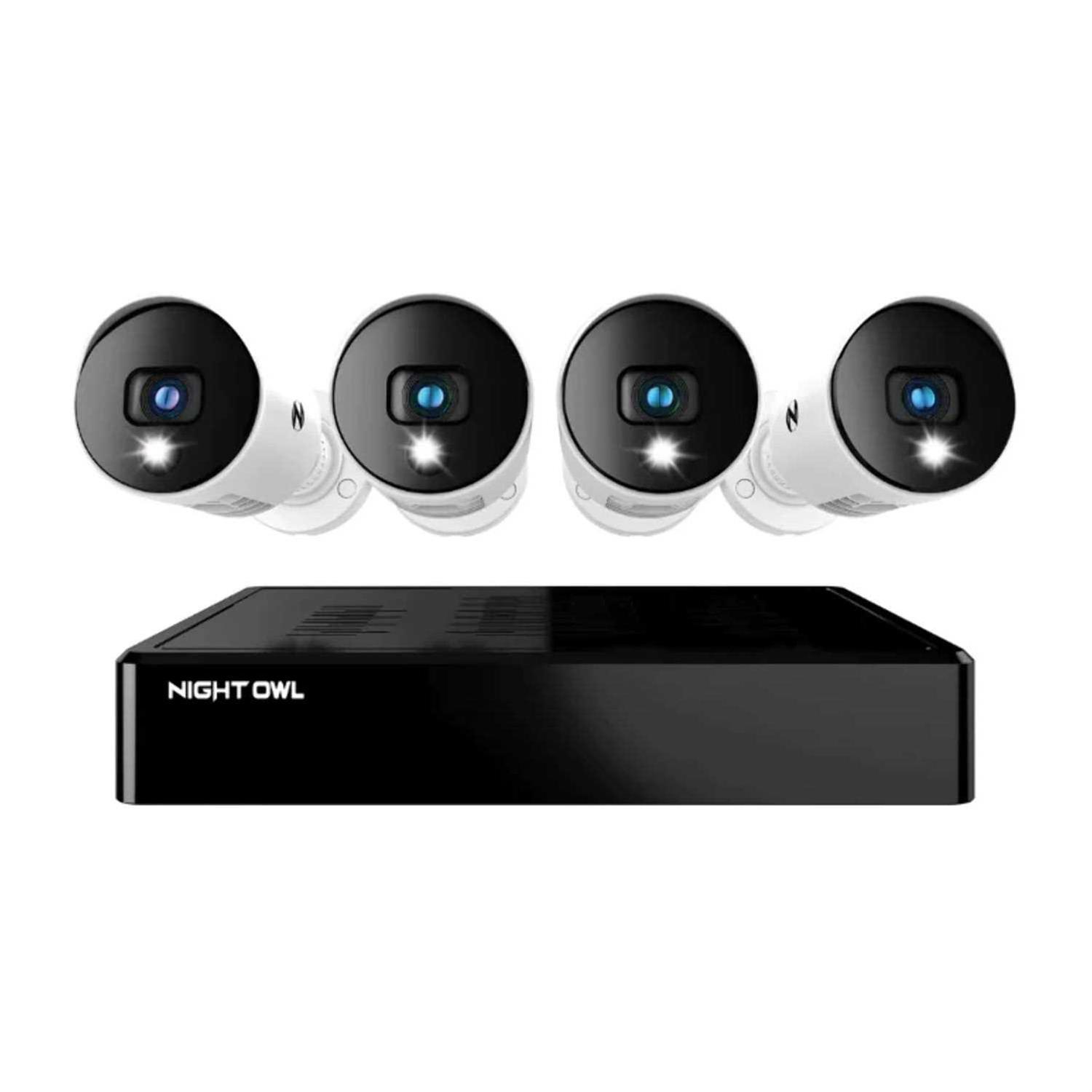 Night Owl 8 Channel 1080p Bluetooth DVR with 1TB Hard Drive and 4 Wired 1080p Spotlight Cameras