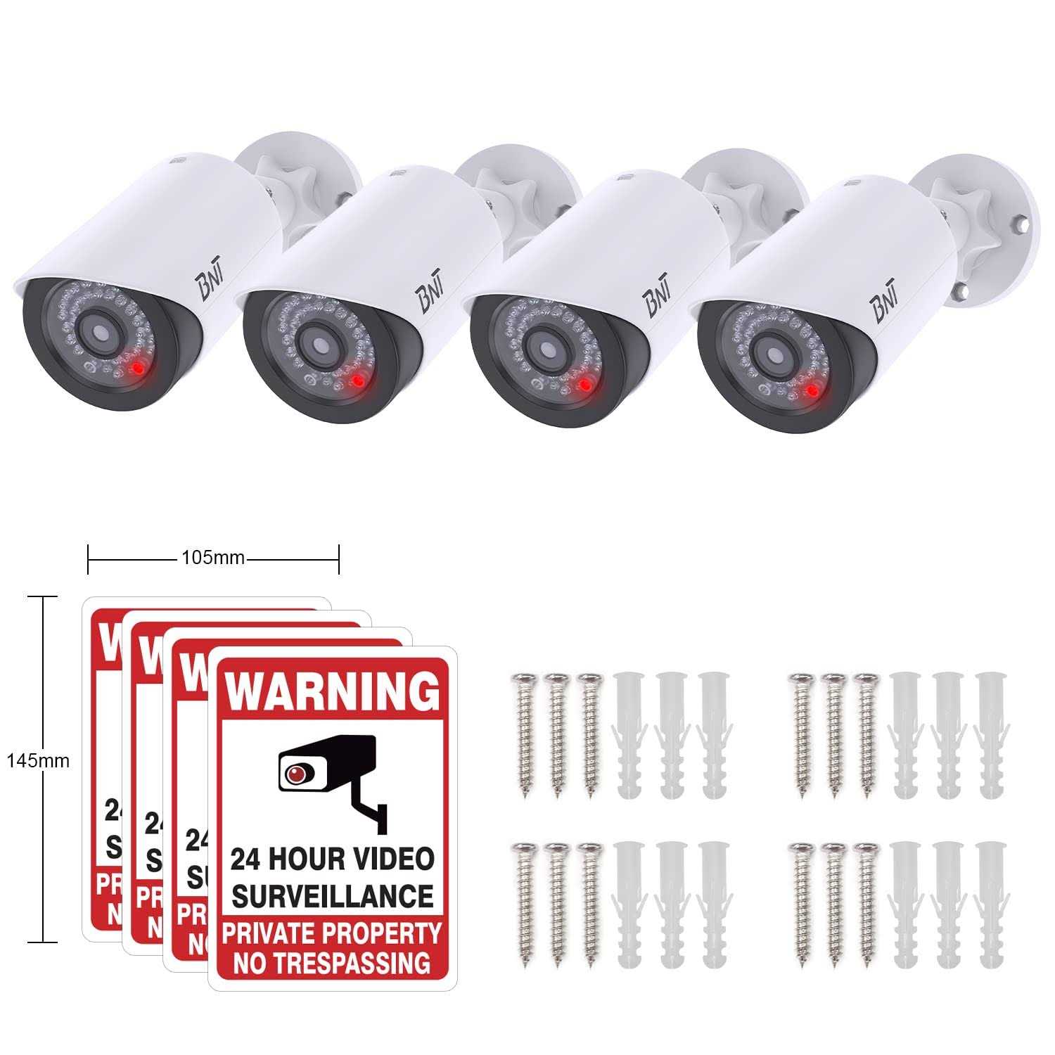 Bnt Dummy Fake Security Camera with One Red LED Light at Night for Home and Businesses Security Indoor/Outdoor - Image 3