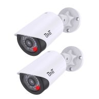 Bnt Dummy Fake Security Camera with One Red LED Light at Night for Home and Businesses Security Indoor/Outdoor