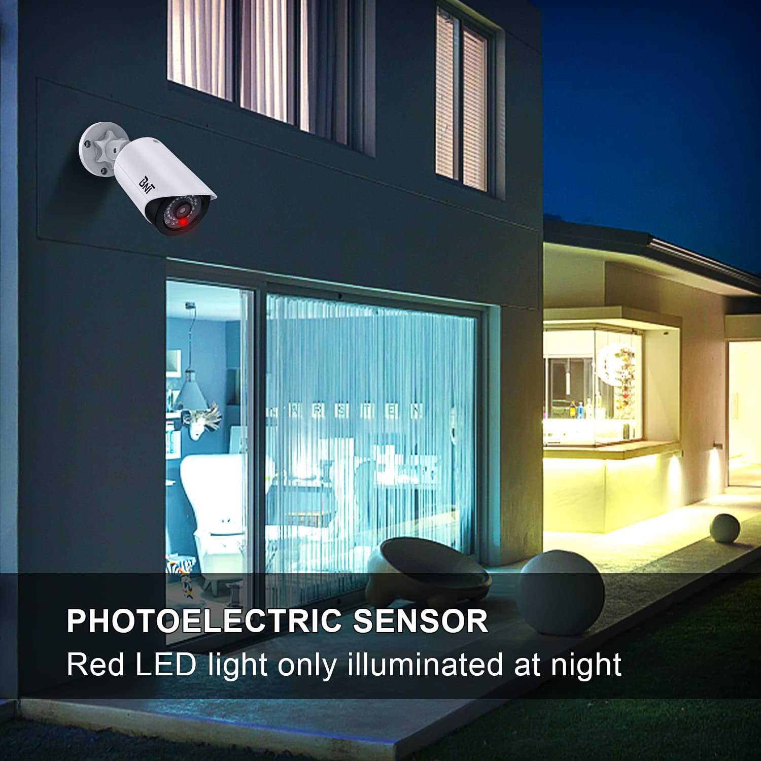 Bnt Dummy Fake Security Camera with One Red LED Light at Night for Home and Businesses Security Indoor/Outdoor - Image 2