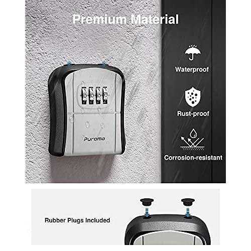 Puroma Key Lock Box Portable Combination Lockbox Wall-Mounted Key Storage Box for House Keys - Image 2